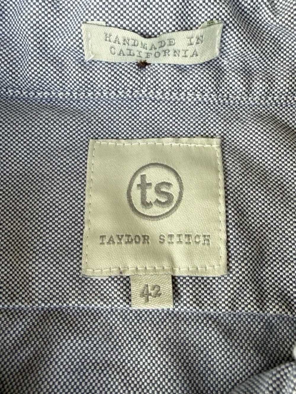 Taylor Stitch Navy and White Micro-Check Button-Up Size 42